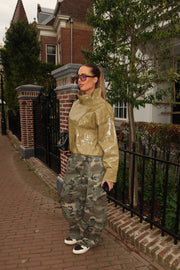 Jean Cargo Femme Camouflage - Taille Extensible et Coupe Normale pour Usage Quotidien