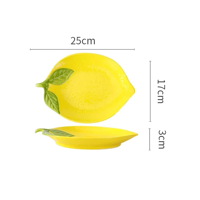 Vaisselle en Céramique à Motif Citron - Pièces de Service Décoratives avec Motif Agrumes