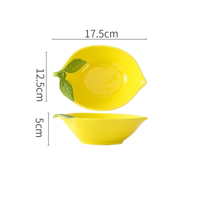 Vaisselle en Céramique à Motif Citron - Pièces de Service Décoratives avec Motif Agrumes