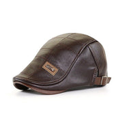 Casquette Plate en Cuir Homme - Ajustement Réglable avec Design Structuré Rétro