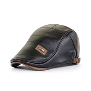 Casquette Plate en Cuir Homme - Ajustement Réglable avec Design Structuré Rétro