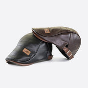 Casquette Plate en Cuir Homme - Ajustement Réglable avec Design Structuré Rétro