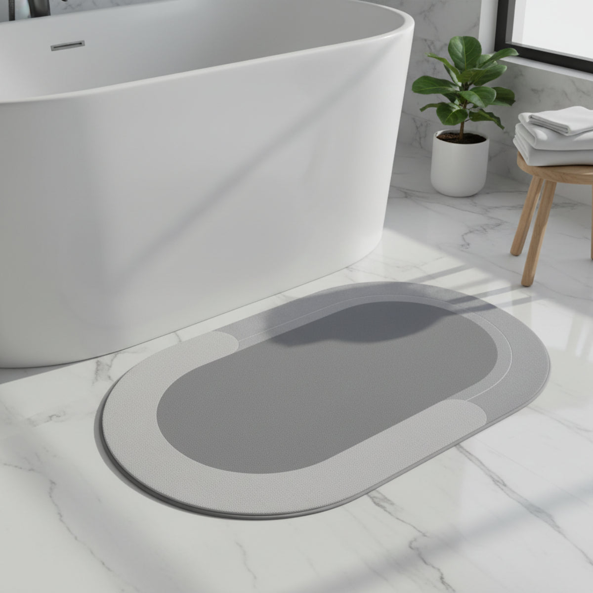Tapis de Bain en Diatomite - Tapis Ovale 40 × 60 cm pour Salle de Bain