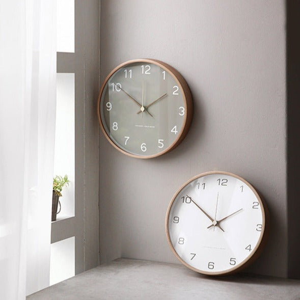 Horloge Murale Avec Finition Bois Et Mécanisme à Quartz - Horloge Murale Analogue Ronde Pour Décoration Intérieure
