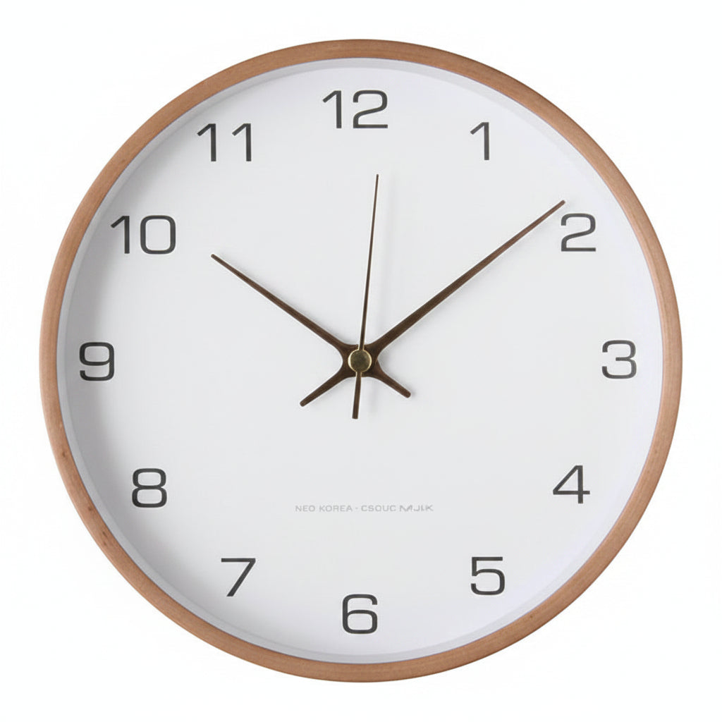 Horloge Murale Avec Finition Bois Et Mécanisme à Quartz - Horloge Murale Analogue Ronde Pour Décoration Intérieure