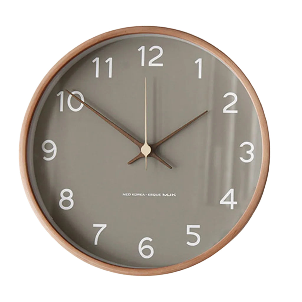 Horloge Murale Avec Finition Bois Et Mécanisme à Quartz - Horloge Murale Analogue Ronde Pour Décoration Intérieure