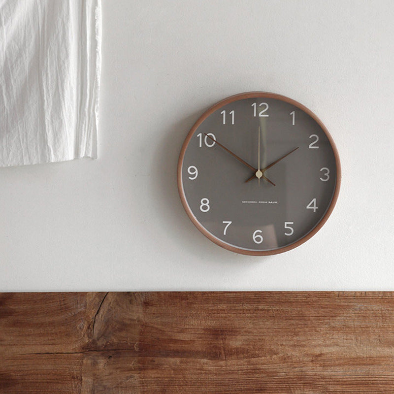 Horloge Murale Avec Finition Bois Et Mécanisme à Quartz - Horloge Murale Analogue Ronde Pour Décoration Intérieure