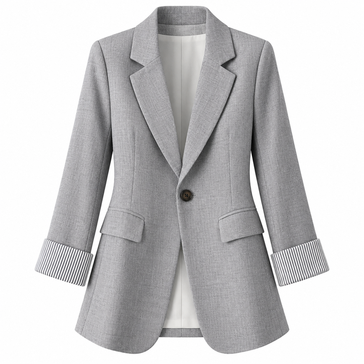 Blazer Femme à Coupe Ajustée - Revers Crantés avec Manchettes Contrastées