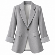 Blazer Femme à Coupe Ajustée - Revers Crantés avec Manchettes Contrastées