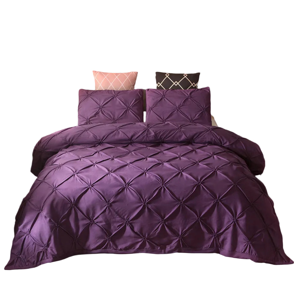 Parure de Literie en Microfibre Satinée – Housse de Couette avec Taies pour Usage Quotidien