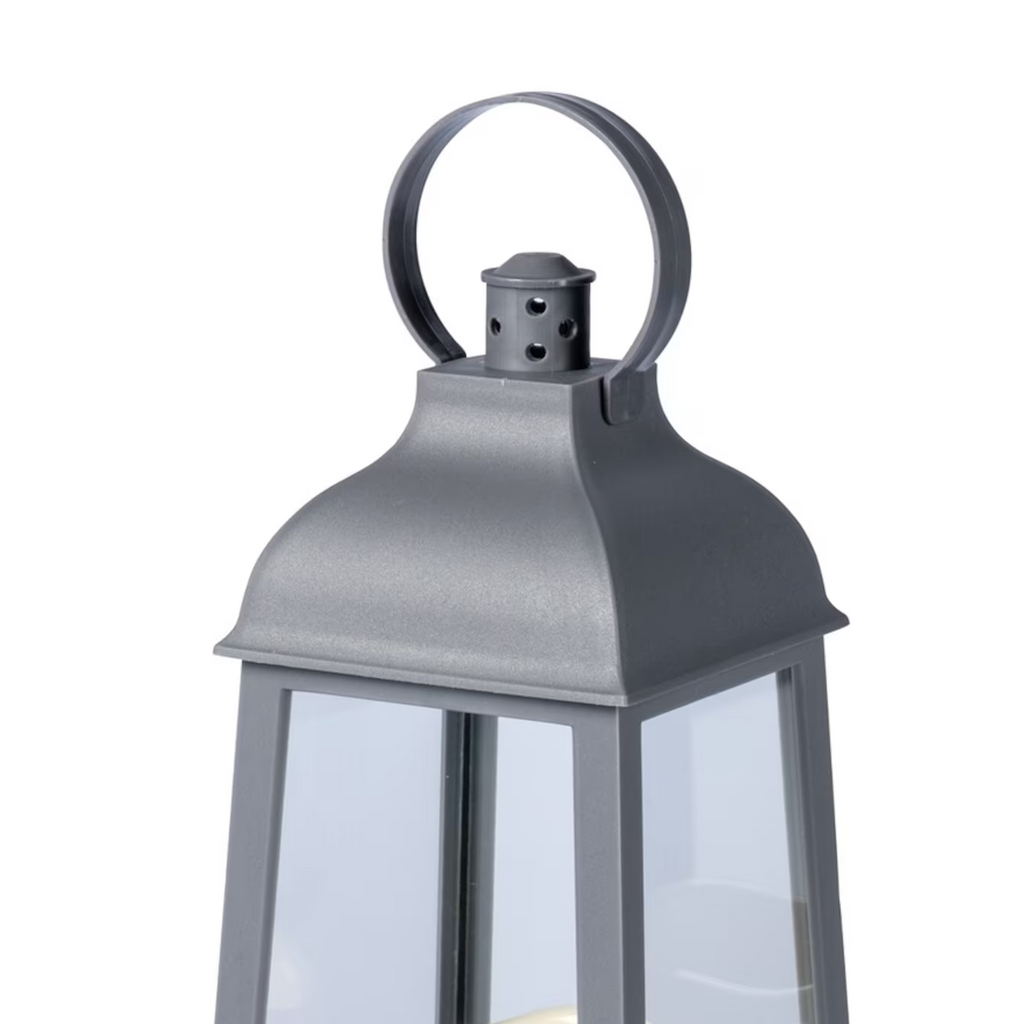 Ensemble de Lanternes LED - 2 Veilleuses Décoratives Grises avec LED Effet Bougie
