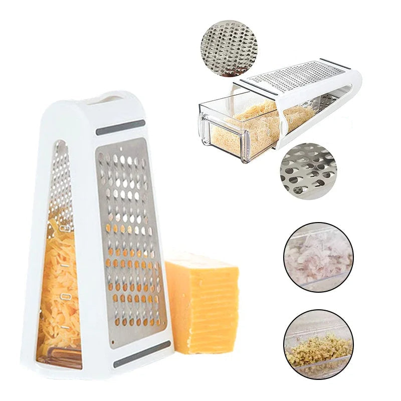 Râpe de Cuisine Double Face avec Bac de Récupération - Ustensile en Acier Inoxydable
