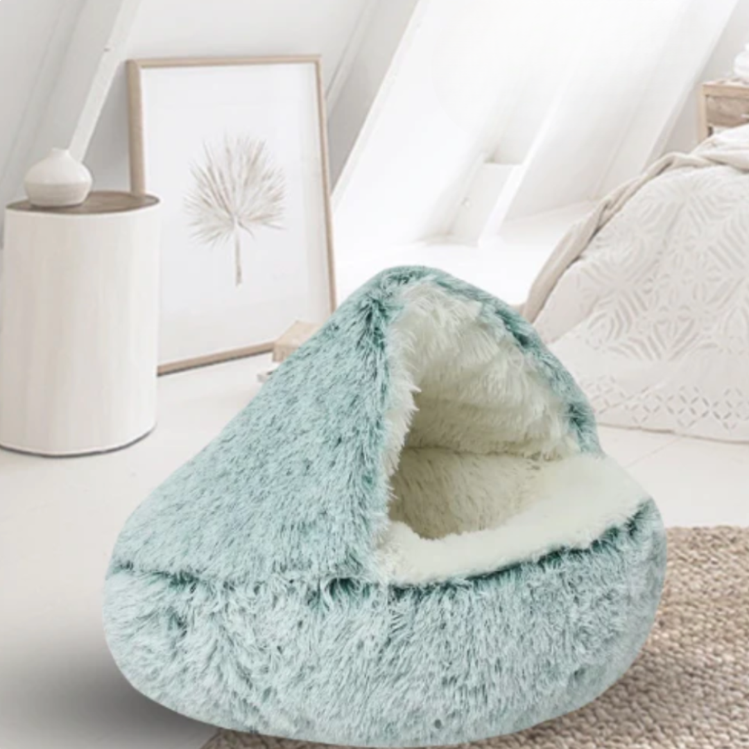 Lit Donut en Peluche pour Animaux - Design Semi-Fermé avec Bords Surélevés