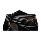 Ensemble Housse de Couette Fleurie Noire et Dorée - Coton et Polyester