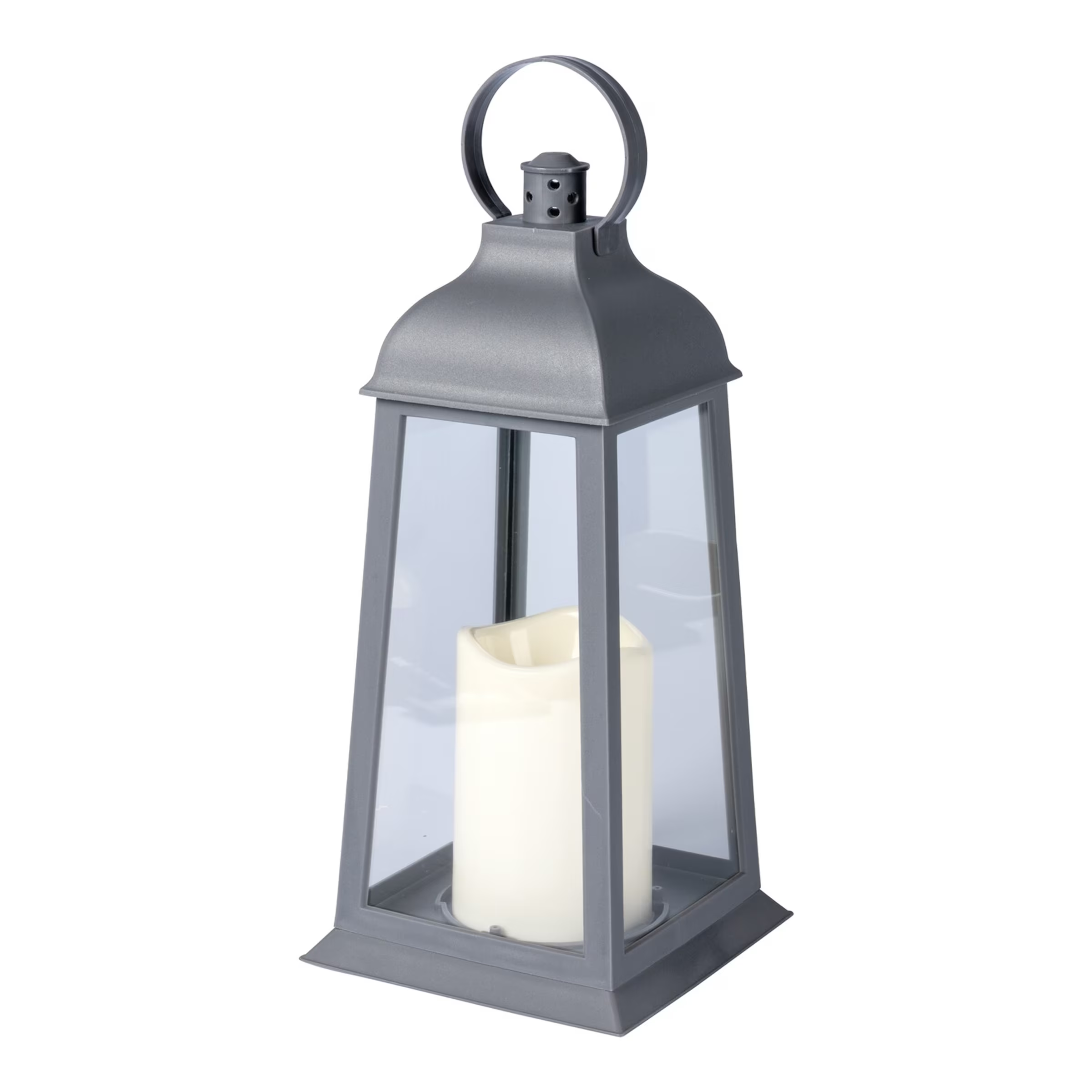 Ensemble de Lanternes LED - 2 Veilleuses Décoratives Grises avec LED Effet Bougie