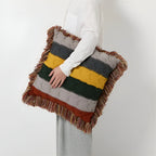 Coussin en Tricot Rayé – Coussin Décoratif Texturé pour Canapé ou Lit