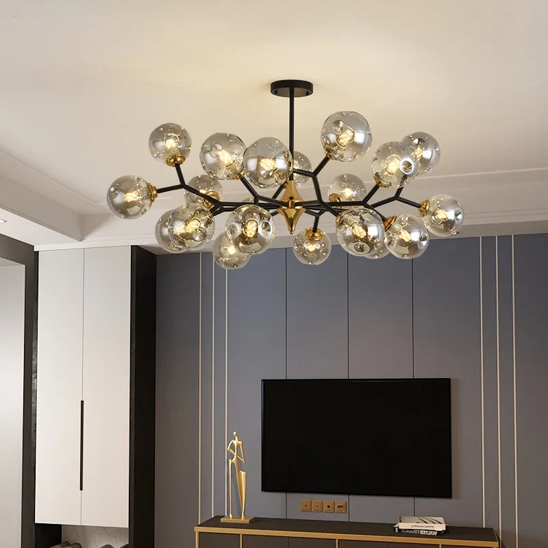Suspension Avec Boules en Verre Brillant - Compatible LED