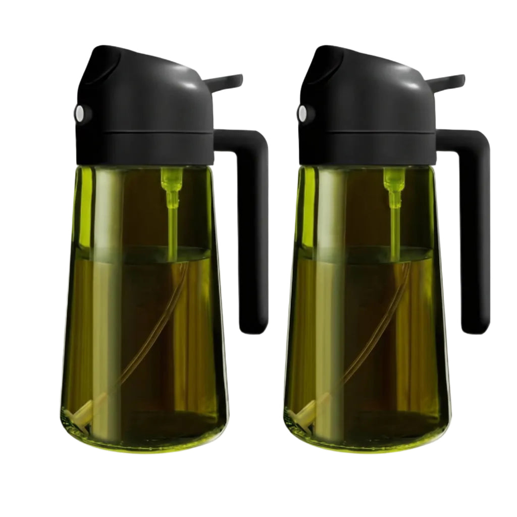 Lot de 2 Vaporisateurs d'Huile Réutilisables - Bouteilles en Verre de 470 ml avec Buse Réglable