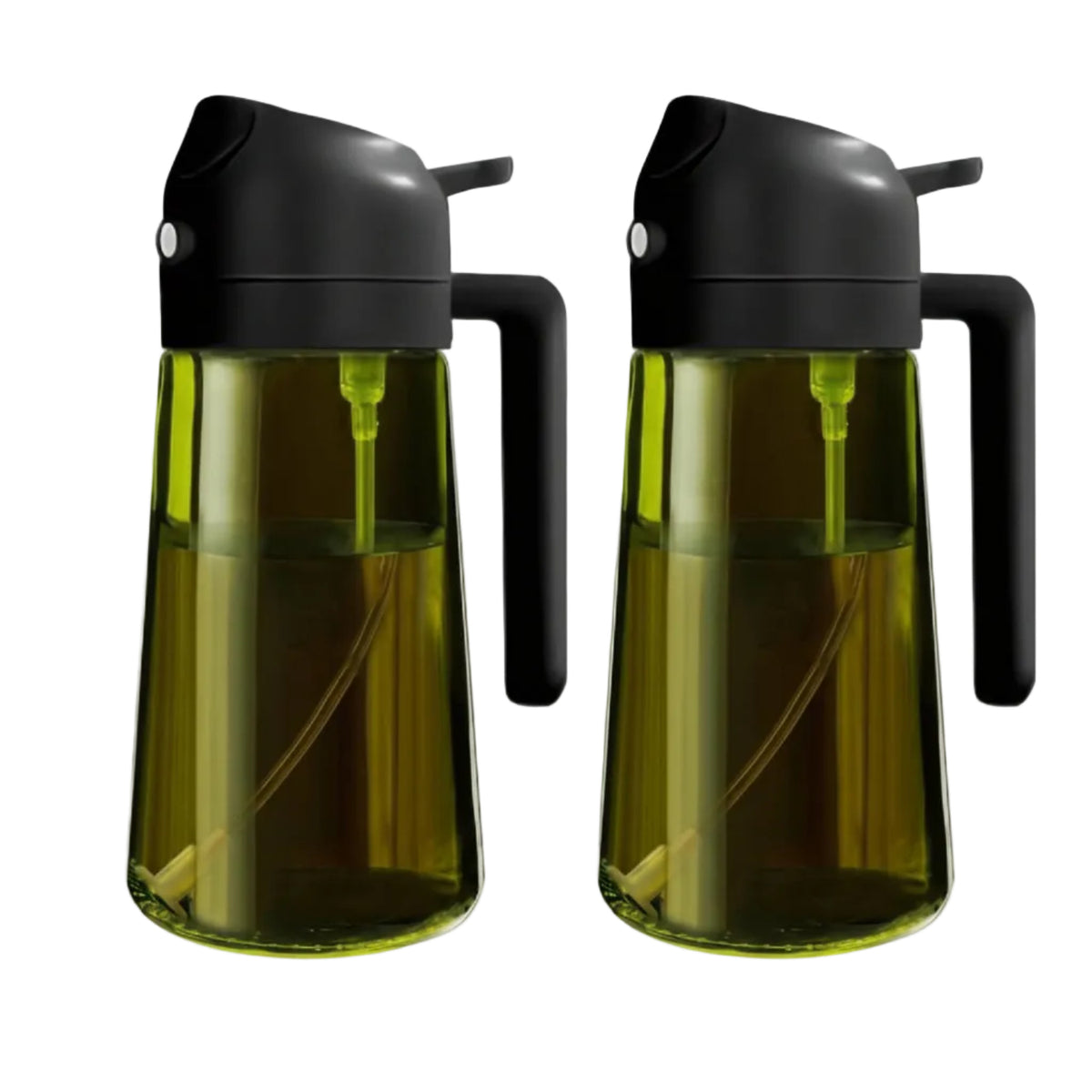 Lot de 2 Vaporisateurs d'Huile Réutilisables - Bouteilles en Verre de 470 ml avec Buse Réglable