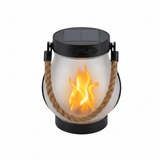 Lampe à Flamme Extérieure Noire - Lampe Suspendue Solaire & Rechargeable Type-C avec Effet 3D
