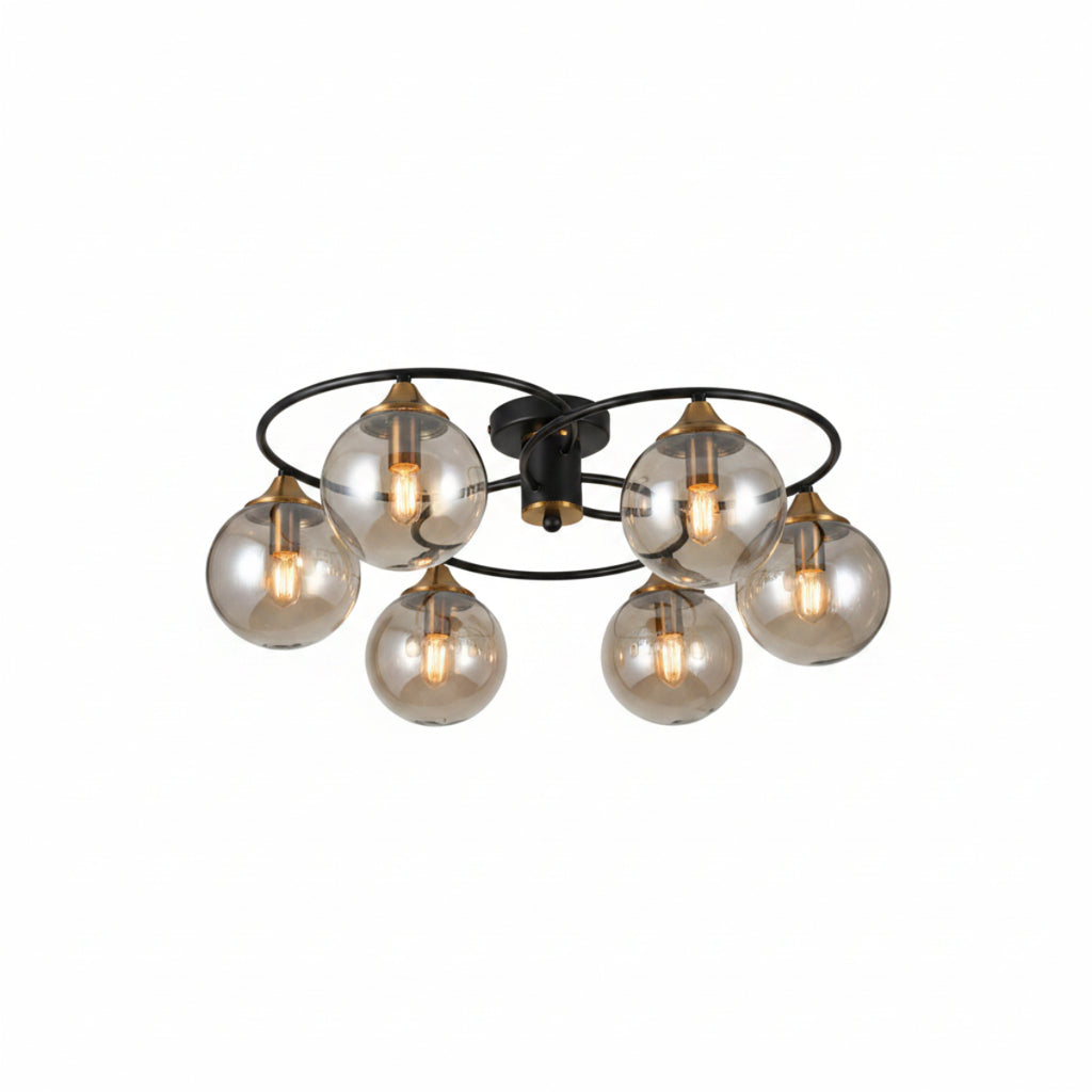 Lampe de Plafond LED avec Abat-Jours en Verre - Luminaire 4, 6 ou 8 Lumières Compatible E27