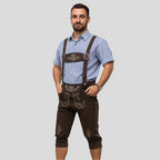 Pantalon Homme en Cuir PU | Coupe Structurée & Détails Imprimés | Pantalon Long avec Poches pour Oktoberfest | Valuna