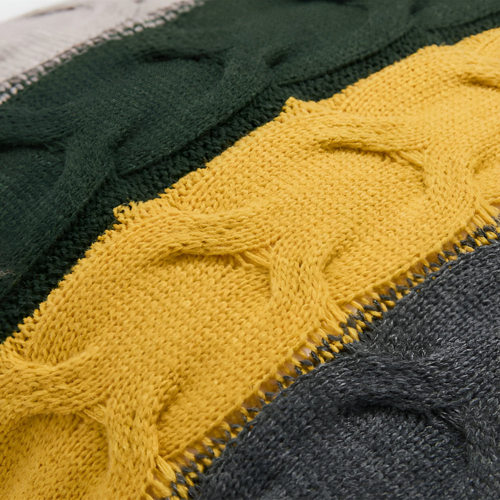 Coussin en Tricot Rayé – Coussin Décoratif Texturé pour Canapé ou Lit