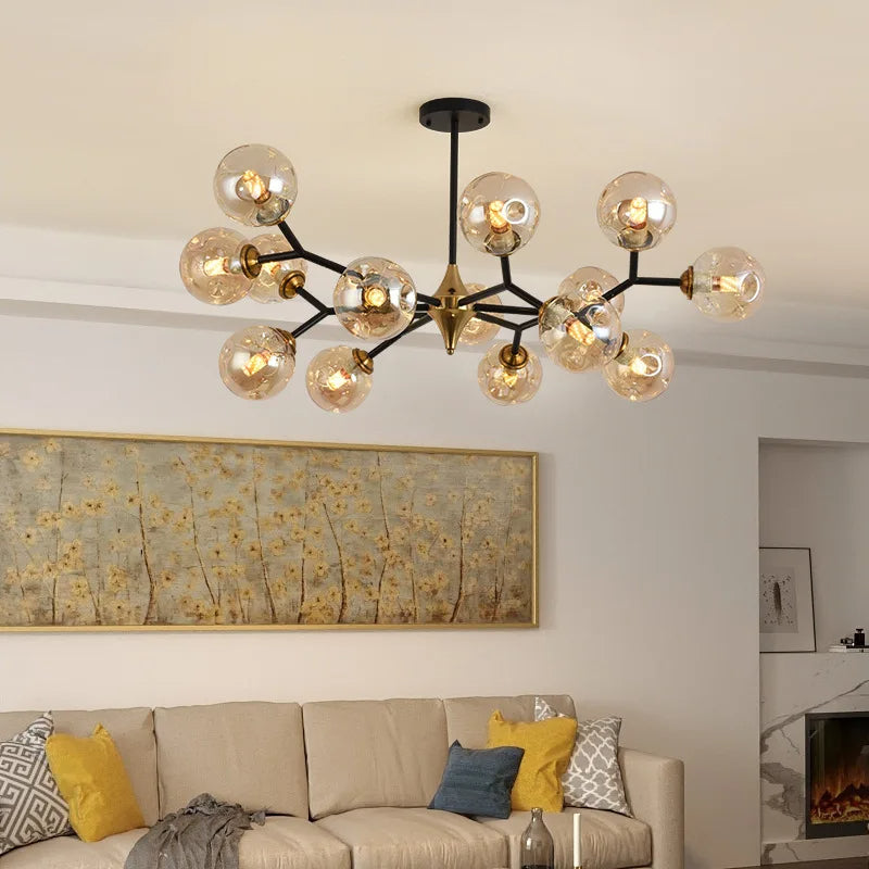 Suspension Avec Boules en Verre Brillant - Compatible LED