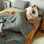 Couette en Coton à Six Couches - Couvre-Lit Réversible à Motif Bleu en Plusieurs Tailles