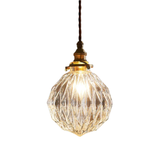 Suspension en Cuivre et Verre - Abat-Jour Rond Transparent pour Intérieur