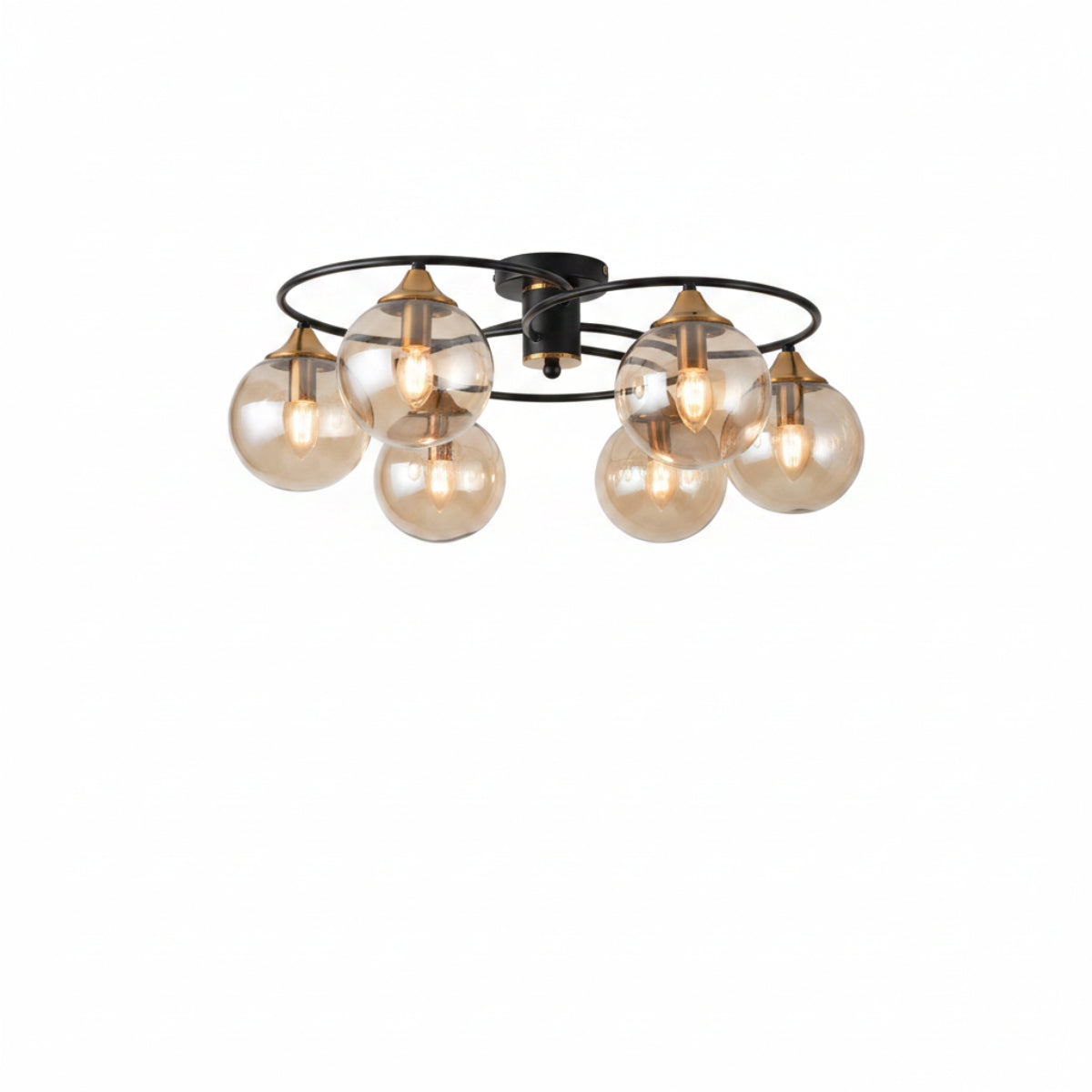 Lampe de Plafond LED avec Abat-Jours en Verre - Luminaire 4, 6 ou 8 Lumières Compatible E27