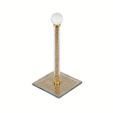 Porte-Rouleau de Cuisine sur Pied - Finition Dorée avec Décoration en Cristal