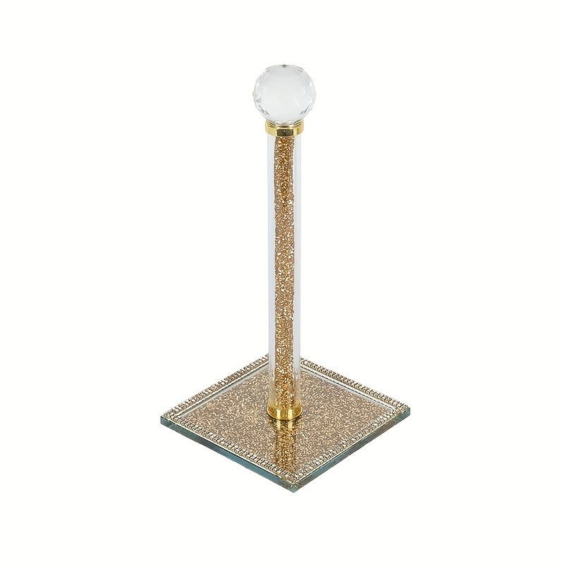 Porte-Rouleau de Cuisine sur Pied - Finition Dorée avec Décoration en Cristal