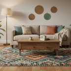 Tapis Kilim en Laine - Tapis Tissé à Plat avec Motif Floral