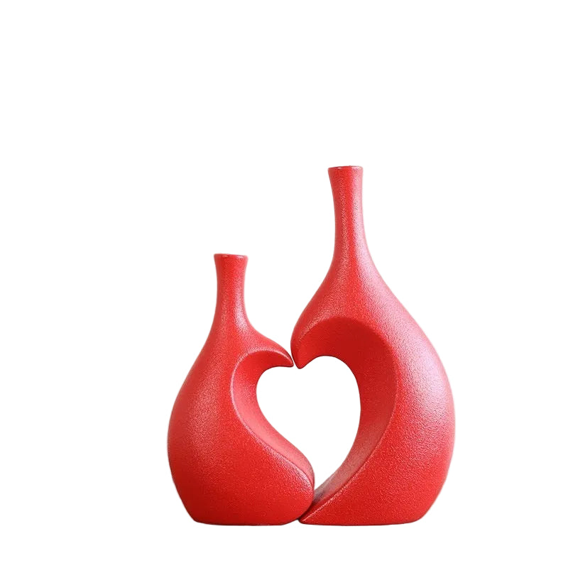 Vase en Céramique en Forme de Cœur – Vase Décoratif pour Fleurs Intérieures
