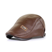 Casquette Plate en Cuir Homme - Ajustement Réglable avec Design Structuré Rétro