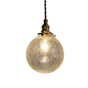 Suspension en Cuivre et Verre - Abat-Jour Rond Transparent pour Intérieur