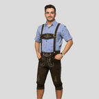 Pantalon Homme en Cuir PU | Coupe Structurée & Détails Imprimés | Pantalon Long avec Poches pour Oktoberfest | Valuna