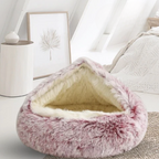 Lit Donut en Peluche pour Animaux - Design Semi-Fermé avec Bords Surélevés