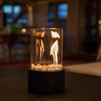 Cheminée de Table Portable à l'Éthanol - Foyer en Métal et Verre pour Intérieur & Extérieur
