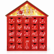 Calendrier de l'Avent en Bois avec LED - 24 Tiroirs Numérotés pour le Compte à Rebours de Noël