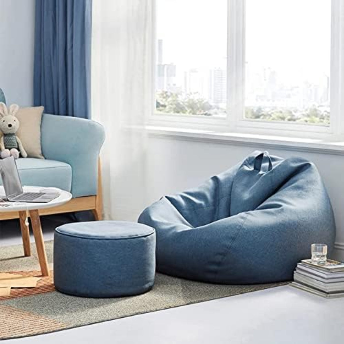 Housse de Bean Bag en Polyester - Housse de Fauteuil à Soin Amovible et Lavable