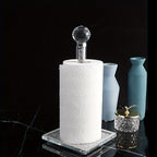 Porte-Rouleau de Cuisine sur Pied - Finition Dorée avec Décoration en Cristal