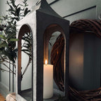 Lanterne Décorative en Zinc - Lanterne de Sol pour Intérieur et Espaces Extérieurs Couverts