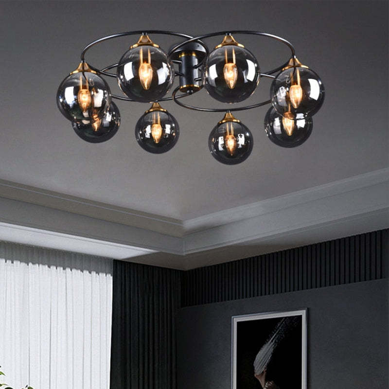 Lampe de Plafond LED avec Abat-Jours en Verre - Luminaire 4, 6 ou 8 Lumières Compatible E27