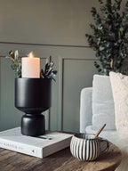 Vase en Verre Noir - Surface Lisse pour Fleurs et Décoration Intérieure