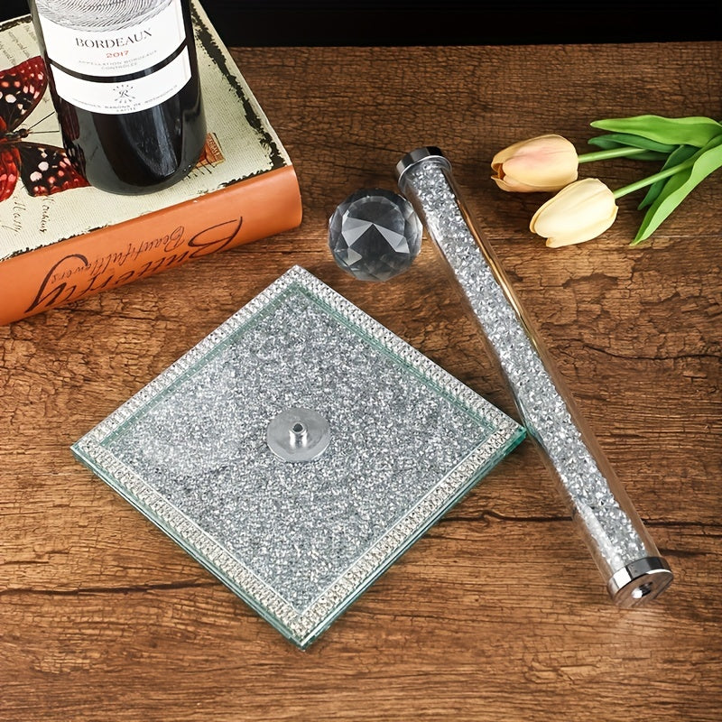Porte-Rouleau de Cuisine sur Pied - Finition Dorée avec Décoration en Cristal