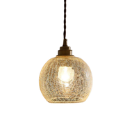 Suspension en Cuivre et Verre - Abat-Jour Rond Transparent pour Intérieur