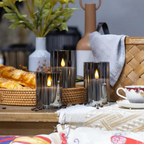 Ensemble de 3 Bougies LED - Bougies en Verre Galvanisé à Piles avec Télécommande