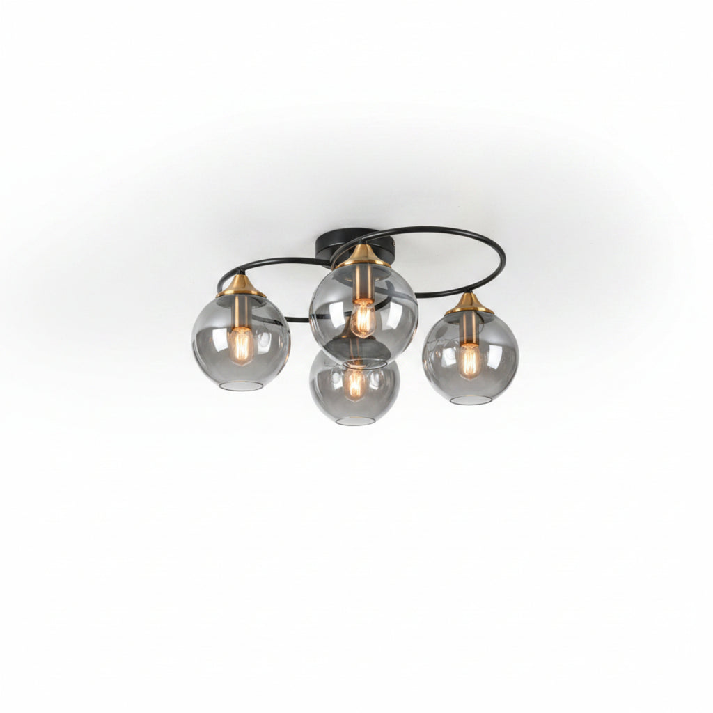 Lampe de Plafond LED avec Abat-Jours en Verre - Luminaire 4, 6 ou 8 Lumières Compatible E27